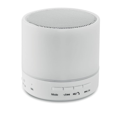 ROUND WHITE - Round wireless speaker LED