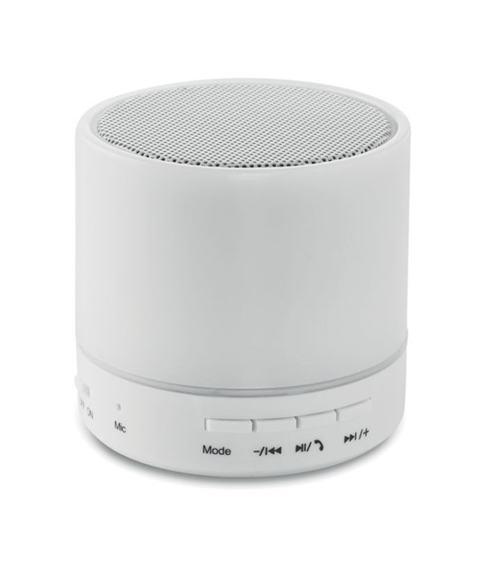 ROUND WHITE - Round wireless speaker LED