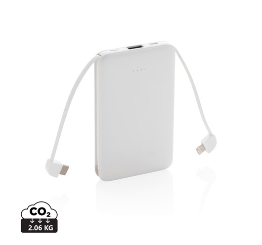 5.000 mAh Pocket Powerbank with integrated cables