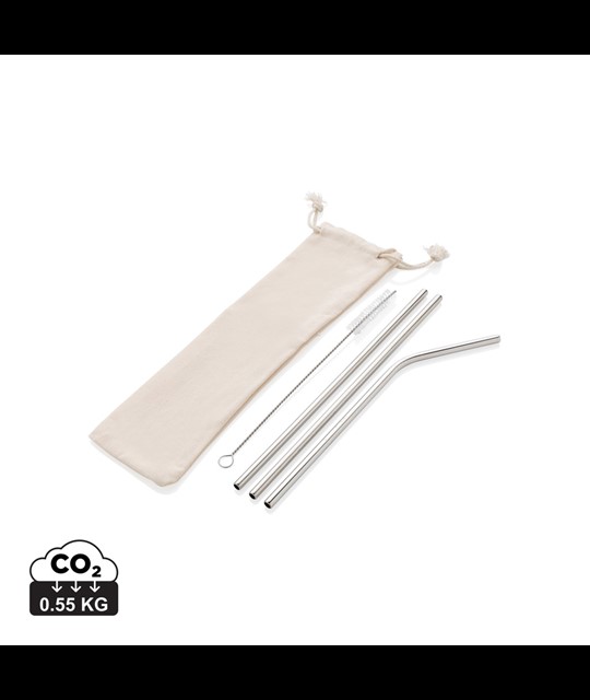 Reusable stainless steel 3 pcs straw set