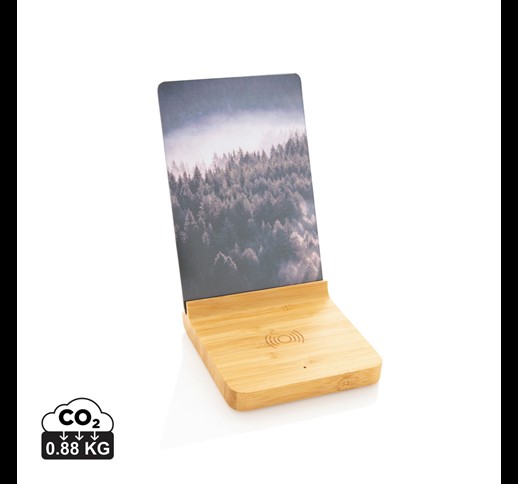Bamboo 5W wireless charger with photo frame