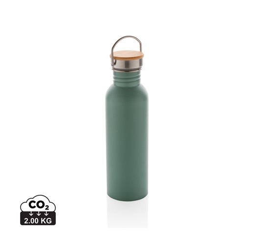 Modern stainless steel bottle with bamboo lid