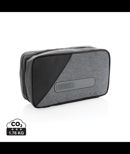 Portable UV-C steriliser pouch with integrated battery