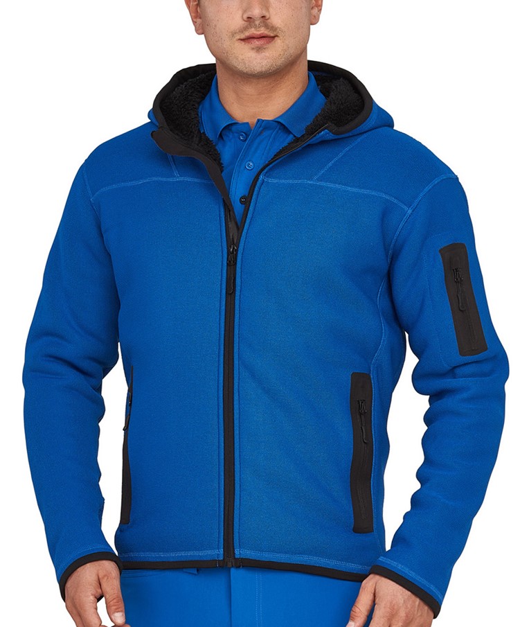 TECHNICAL KNIT BONDED MALE TEDDY FLEECE WITH AN INTEGRATED HOOD