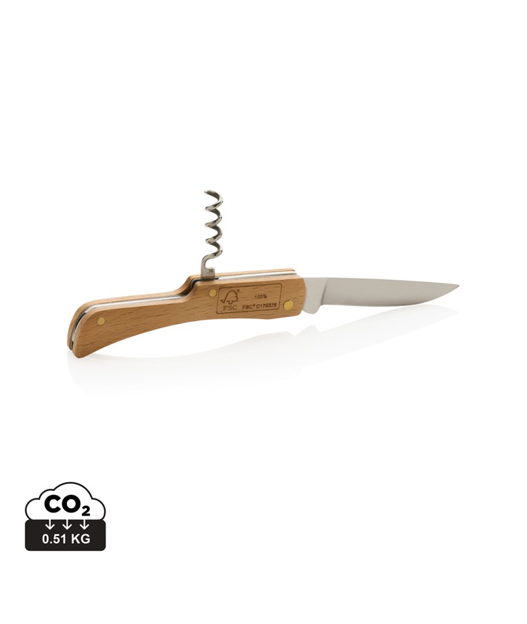 Wooden knife with bottle opener