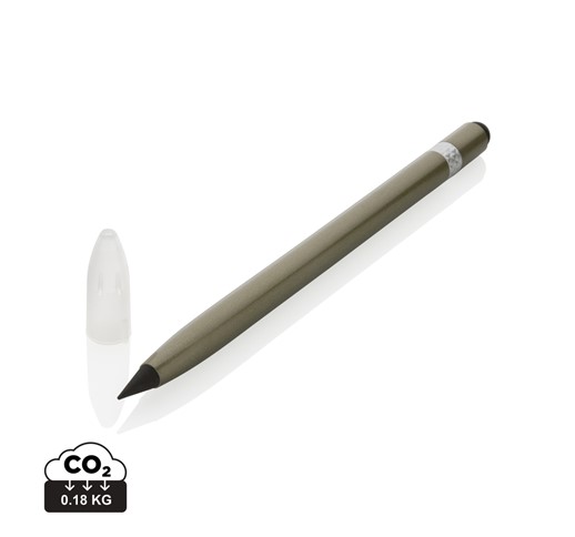 Aluminum inkless pen with eraser