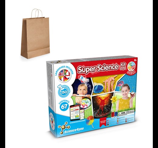 6 in 1 Super Science Kit III. Educational kit supplied with a kraft paper gift bag (115 g/m²)