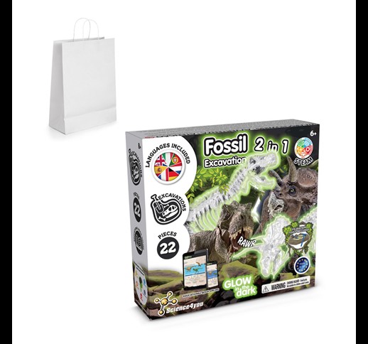 2 in 1 Fossil Excavation Kit II. Educational game supplied with a kraft paper gift bag (90 g/m²)