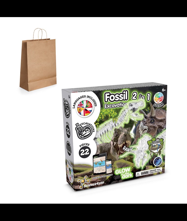 2 in 1 Fossil Excavation Kit III. Educational game supplied with a kraft paper gift bag (115 g/m²)