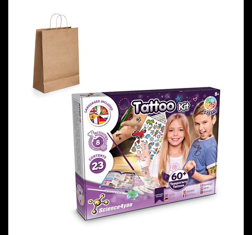 Tattoo Factory Kit III. Educational game supplied with a kraft paper gift bag (115 g/m²)