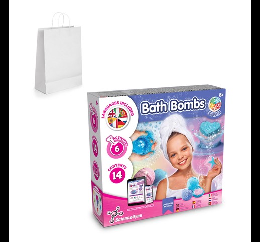 Bath Bombs Kit II. Educational toy supplied with a kraft paper gift bag (90 g/m²)