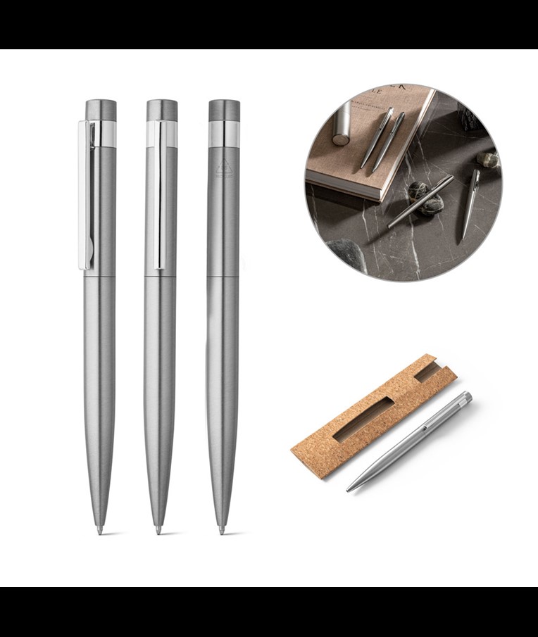 ALEXA. Ballpoint pen with stainless steel body (53% rSS) and clip