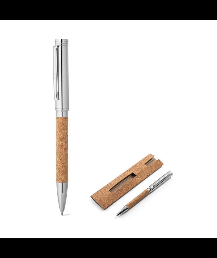 CORKO. Cork and metal ballpoint pen with twist mechanism
