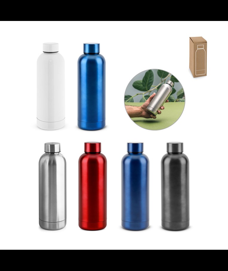 ODIN METTALIC. Bottle in 90% recycled stainless steel 550 mL