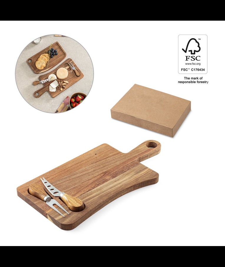 CASSIA. Acacia wood cheese board with handle, made from FSC™ certified material and other controlled materials
