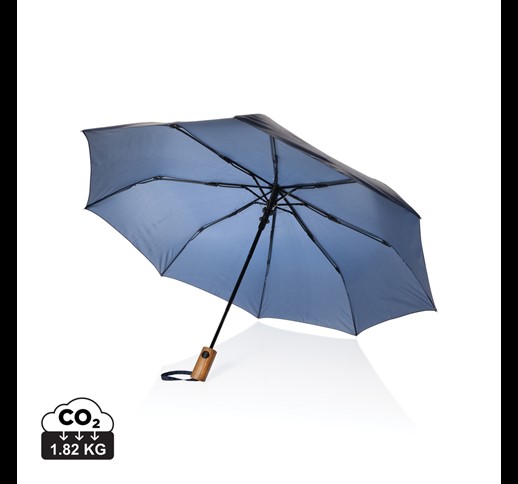 Kaycey 21" AWARE™ RPET Acacia wood mini auto open umbrella