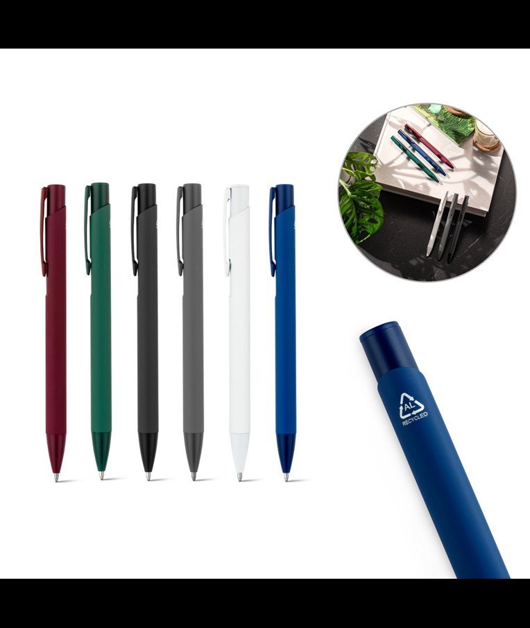 CLINT. Recycled aluminium (100% rAL) ballpoint pen with rubber finish