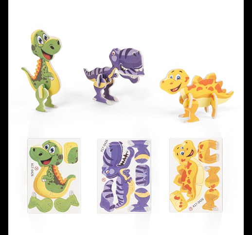 DINOSAURUS. 3D puzzle in paper and EVA in the shape of a dinosaur