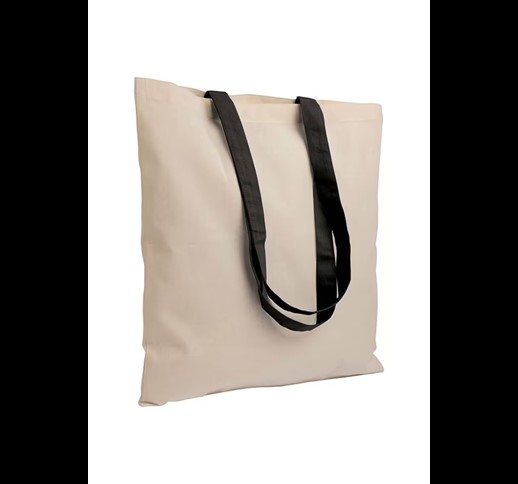 Norcia - 135 g/m2 natural cotton shopping bag with coloured long handles