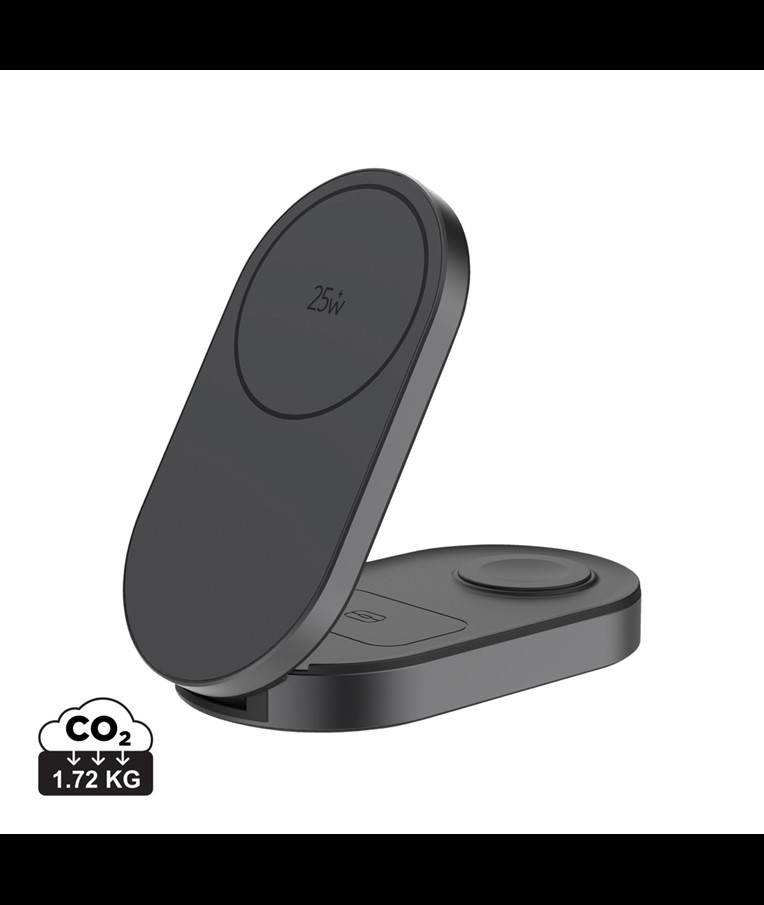 Kvantni ultra hitri 3-v-1 25W zložljivi brezžični polnilnik