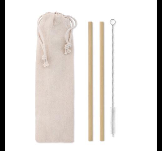NATURAL STRAW - Bamboo Straw w/brush in pouch