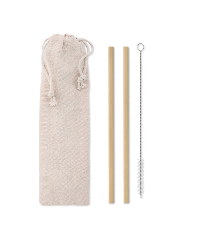 NATURAL STRAW - Bamboo Straw w/brush in pouch