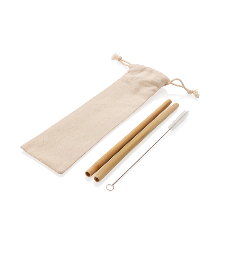 Komplet bambusovih slamic za večkratno uporabo 2 kosa