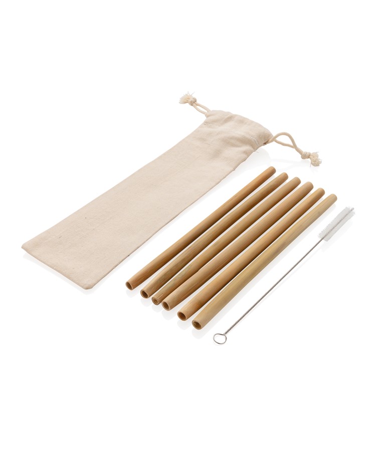 Set bambusovih slamic za večkratno uporabo 6 kosov