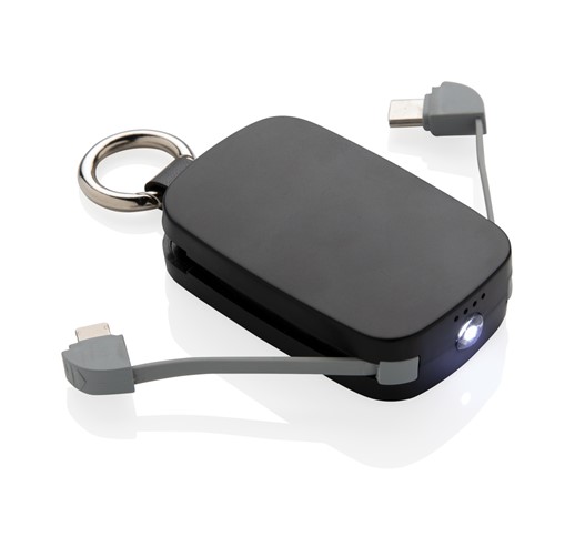 1.200 mAh Keychain Powerbank with integrated cables