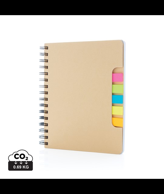 A5 Kraft spiral notebook with sticky notes