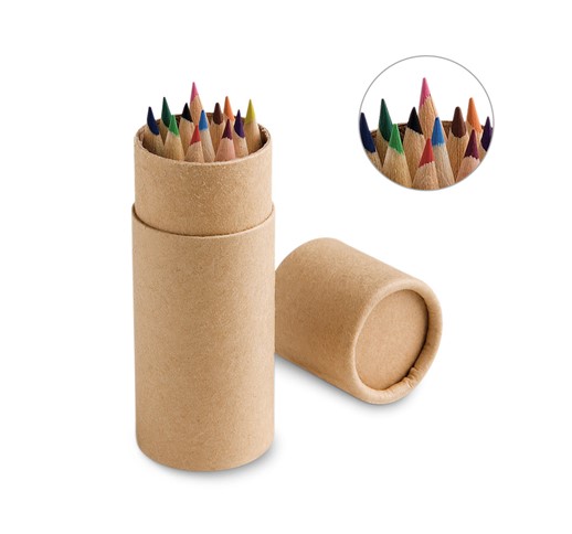 Škatla za svinčnike z 12 barvnimi svinčniki - CYLINDER