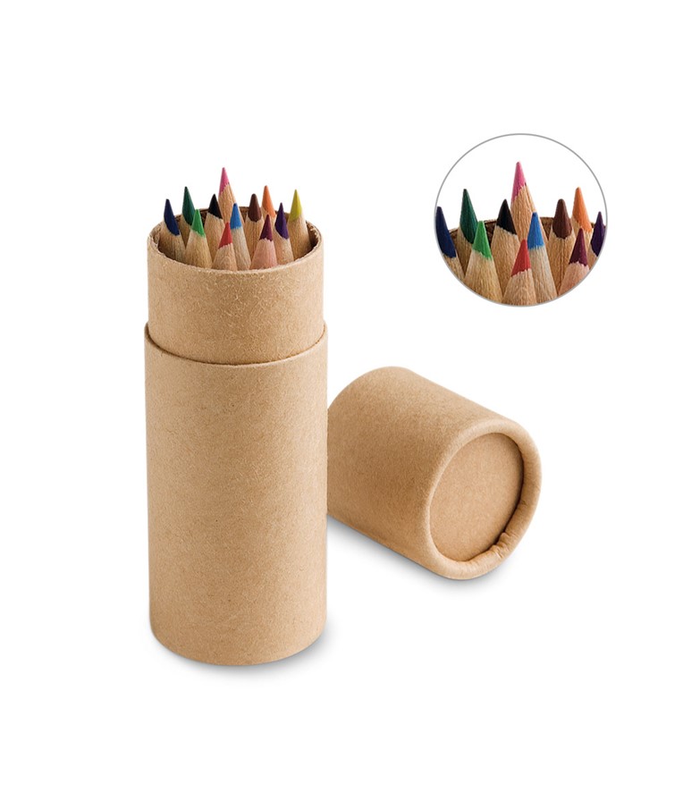 Škatla za svinčnike z 12 barvnimi svinčniki - CYLINDER