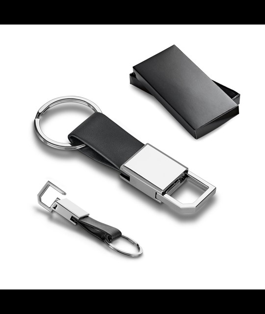 BOURCHIER. Metal and PU keyring with hook