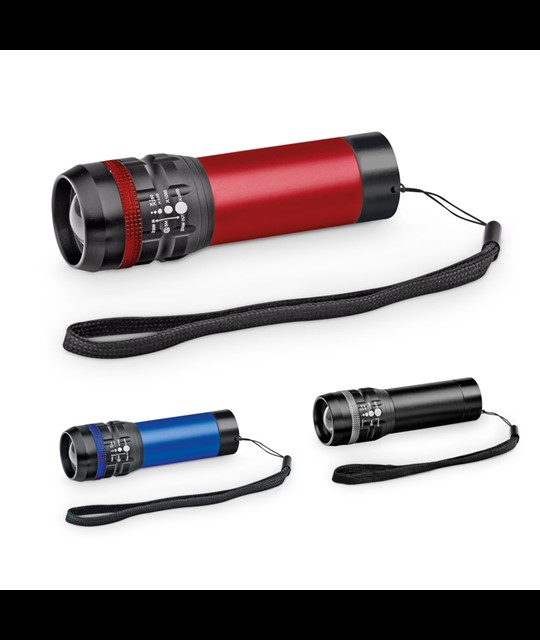 ZOOMIN. Aluminium torch with zoom function with 3 light modes