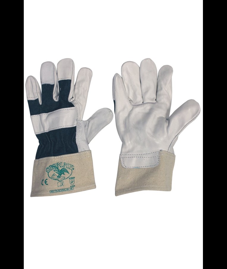 50/70JEANS MECHANICAL RISK GLOVES  FULL GRAIN WITH CANVAS BACK