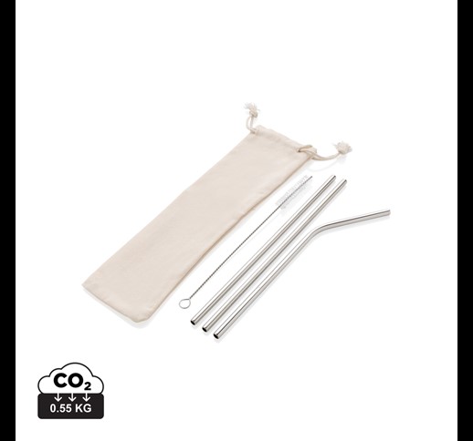 Reusable stainless steel 3 pcs straw set