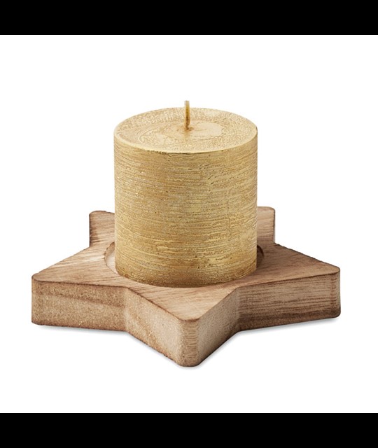 LOTUS - Candle on star wooden base