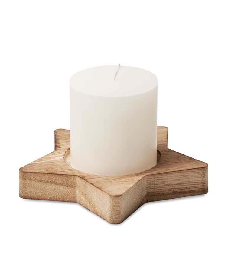 LOTUS - Candle on star wooden base