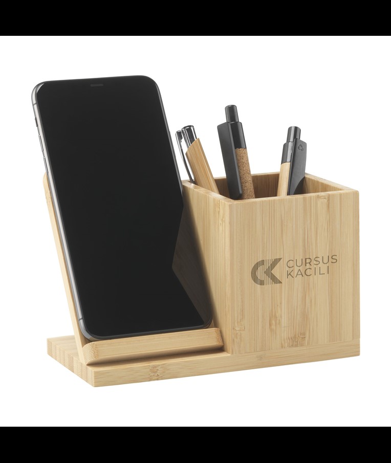 Bamboo pen holder with charger