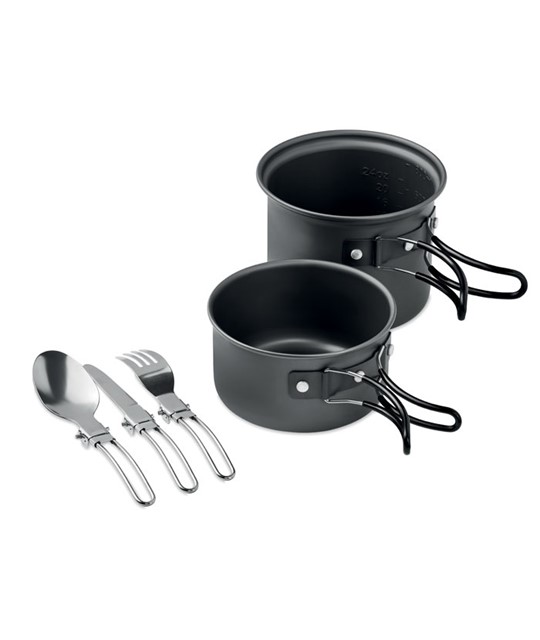 POTTY SET - 2 camping pots with cutlery