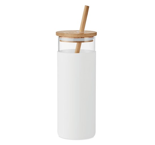 STRASS - Stekleni kozarec 450 ml s pokrovom iz bambusa