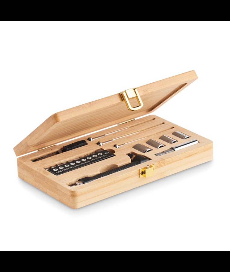 GALLAWAY - 21 pcs tool set in bamboo case