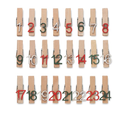 CLIPY - Komplet adventnega koledarja s 24 sponkami