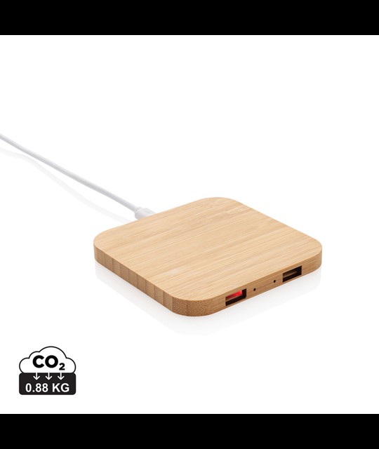 Bamboo 5W wireless charger with USB