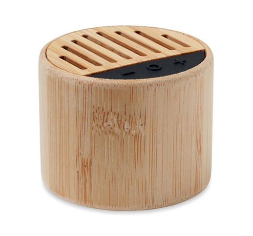 ROUND LUX - Okrogel brezžični zvočnik iz bambusa