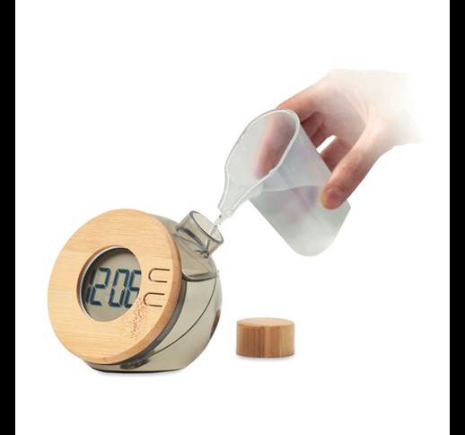 DROPPY LUX - Water powered bamboo LCD clock