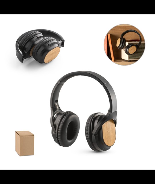GOULD. Foldable wireless headphones with 5h battery life in bamboo and ABS