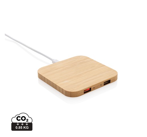 FSC® bambusov 10 W brezžični polnilec z USB