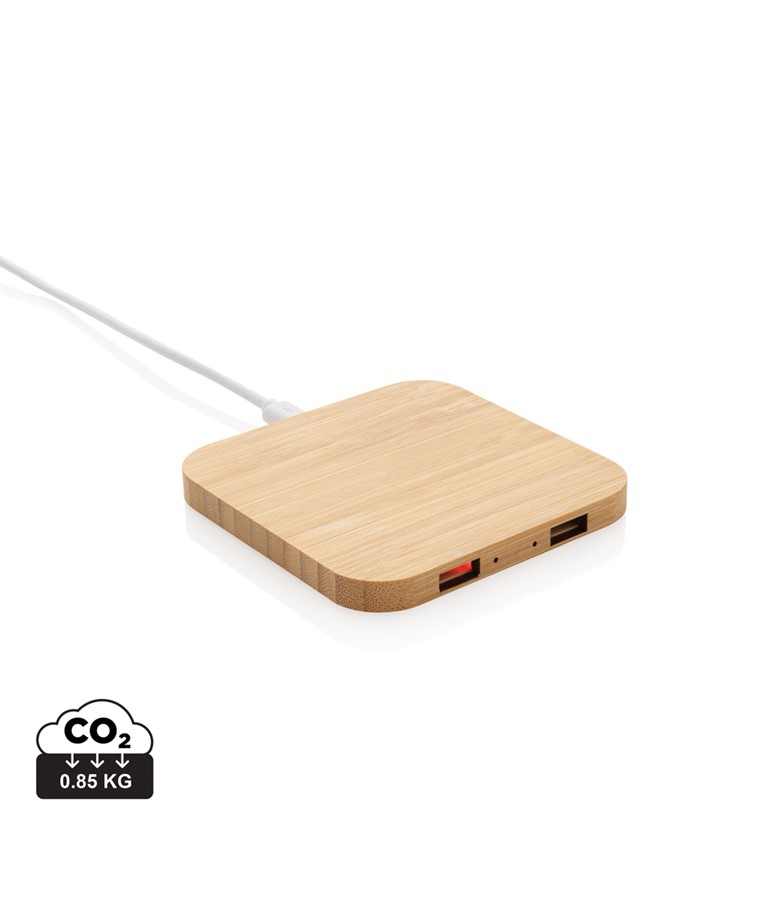 FSC® bambusov 10 W brezžični polnilec z USB