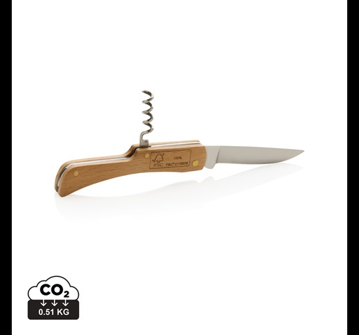 Wooden knife with bottle opener